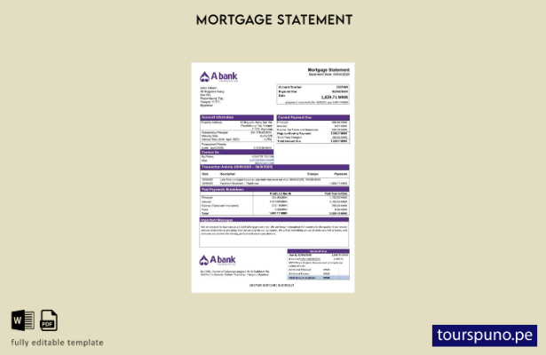 listo para imprimir Myanmar Un extracto de hipoteca del banco Plantilla en Word 